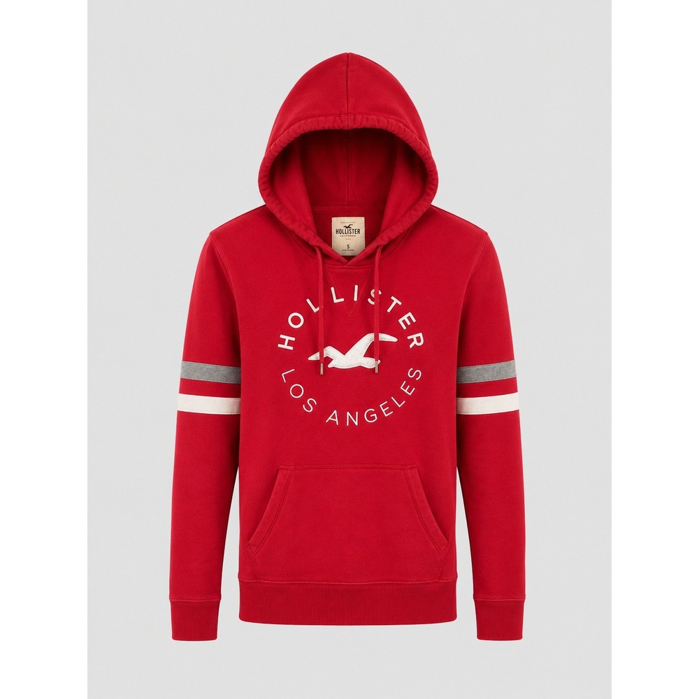 Vintage Y2K‎ Hollister Red Pullover Hoodie Womens Small Logo Stripe 1922